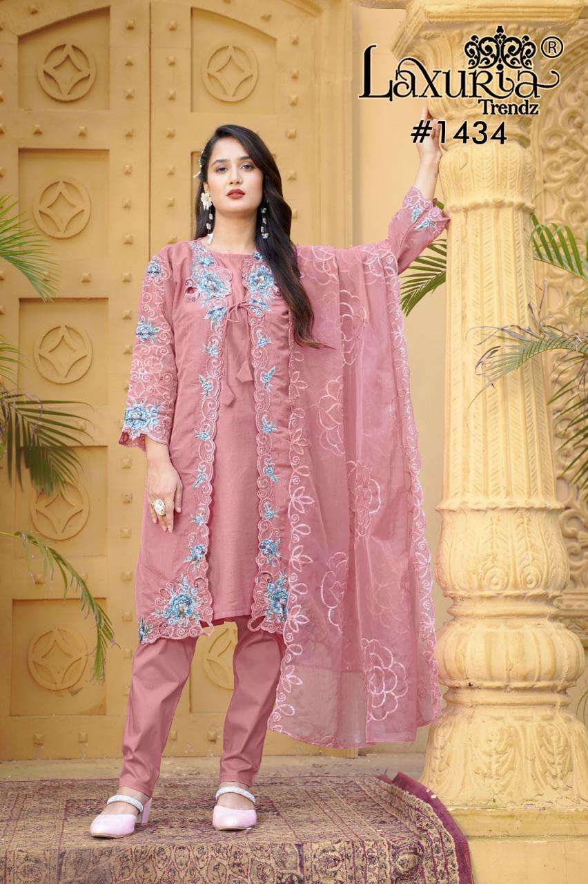 laxuria trendz launching new superhit collection design number 1434 luxury pret collection in tunic stylist n pant affordable price for our valuable customer