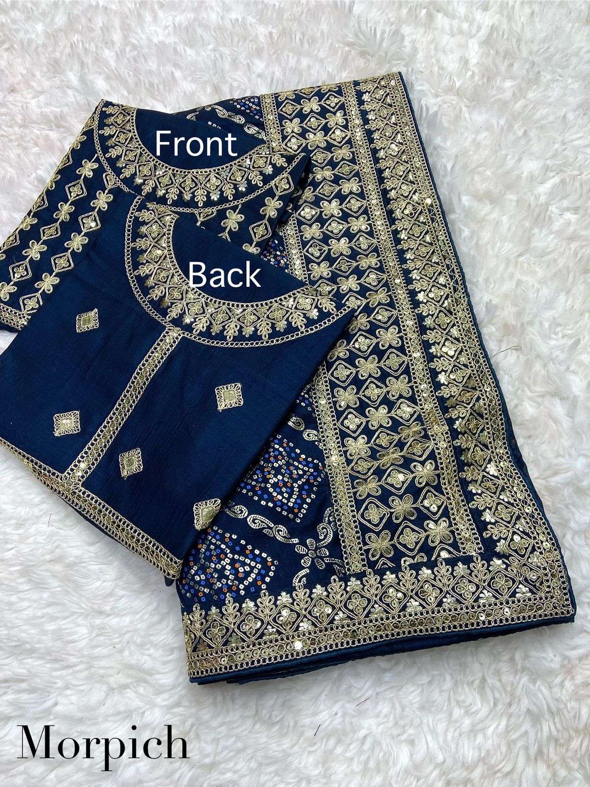 saree blooming vhichitra fabric n details foil vhichitra blooming khadi bandej saree with heavy pallu 5mm seqance foil work patta n coding work designer partywear saree 