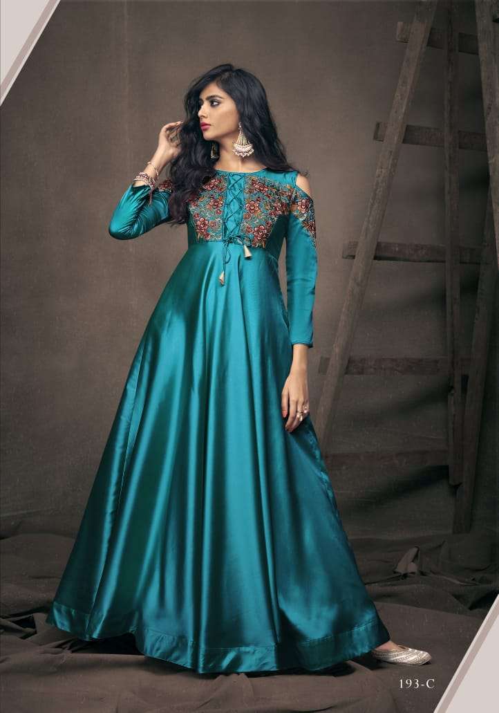 vardan designer navya vol 10 gold readymade collections the ethnic collection triva silk with heavy embroidery inner stiched readymade partywear gown