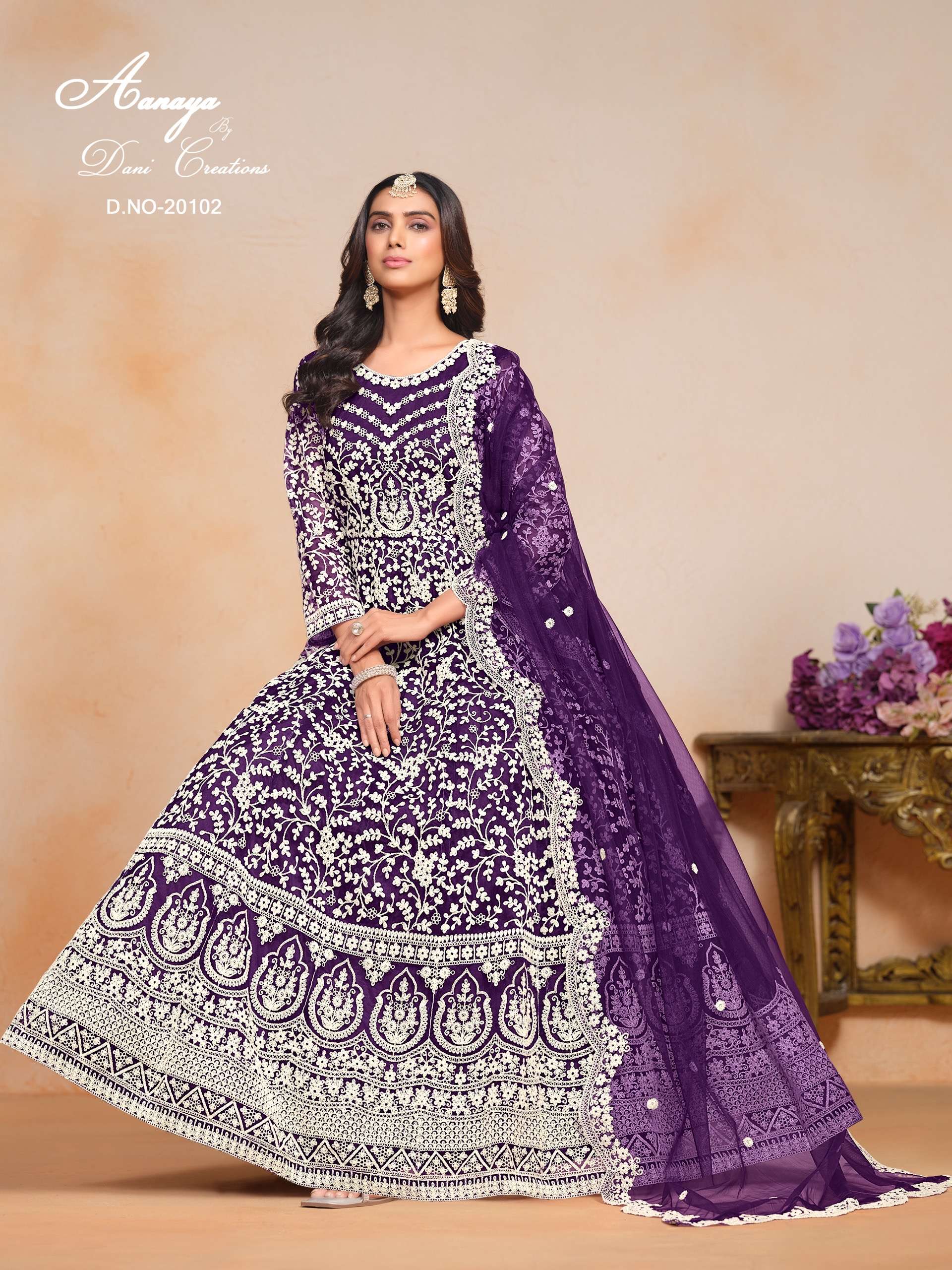 dani fashion launching our most preferred catalogue new arrival aanaya vol 201 top net bottom n inner  santool duppatta net designer partywear heavy embroidery anarkali dresses