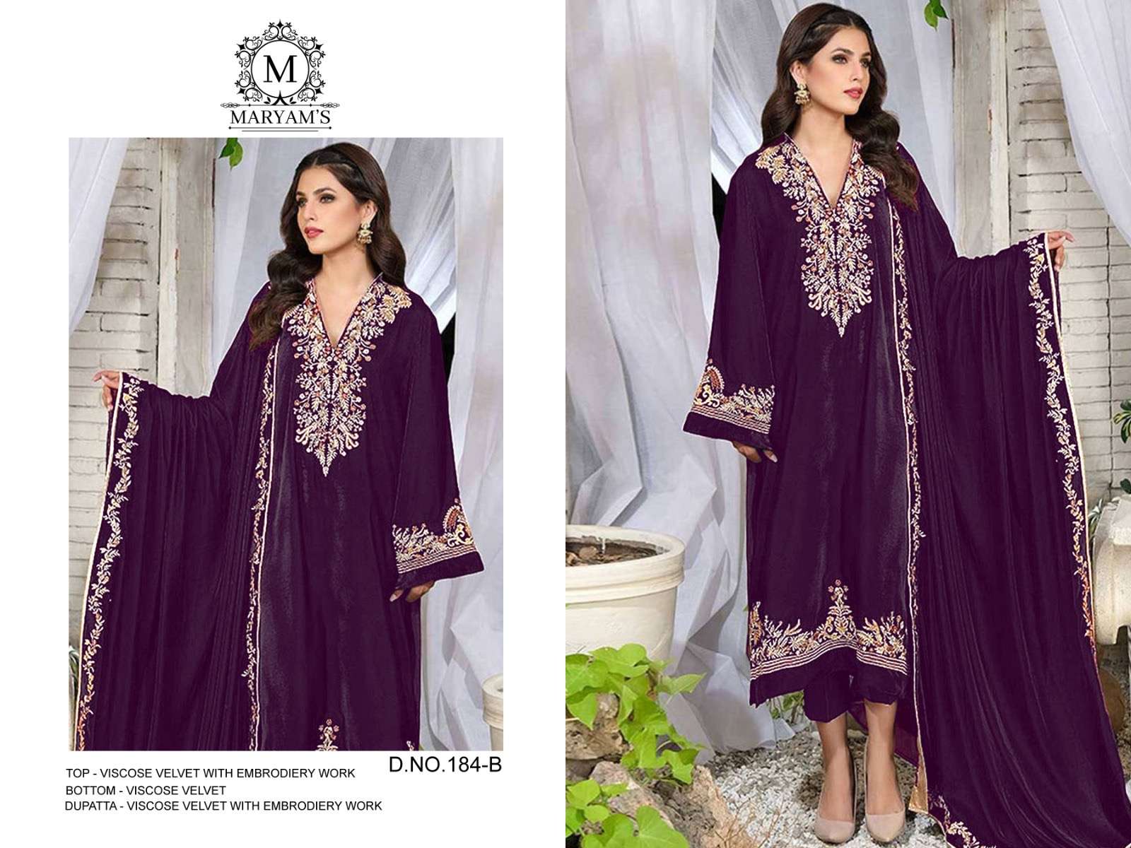 exclusively pakistani festive n party wear collection maryams 184 fabric details top pure viscos velvet with embroidery sequence work with lace readymade suit