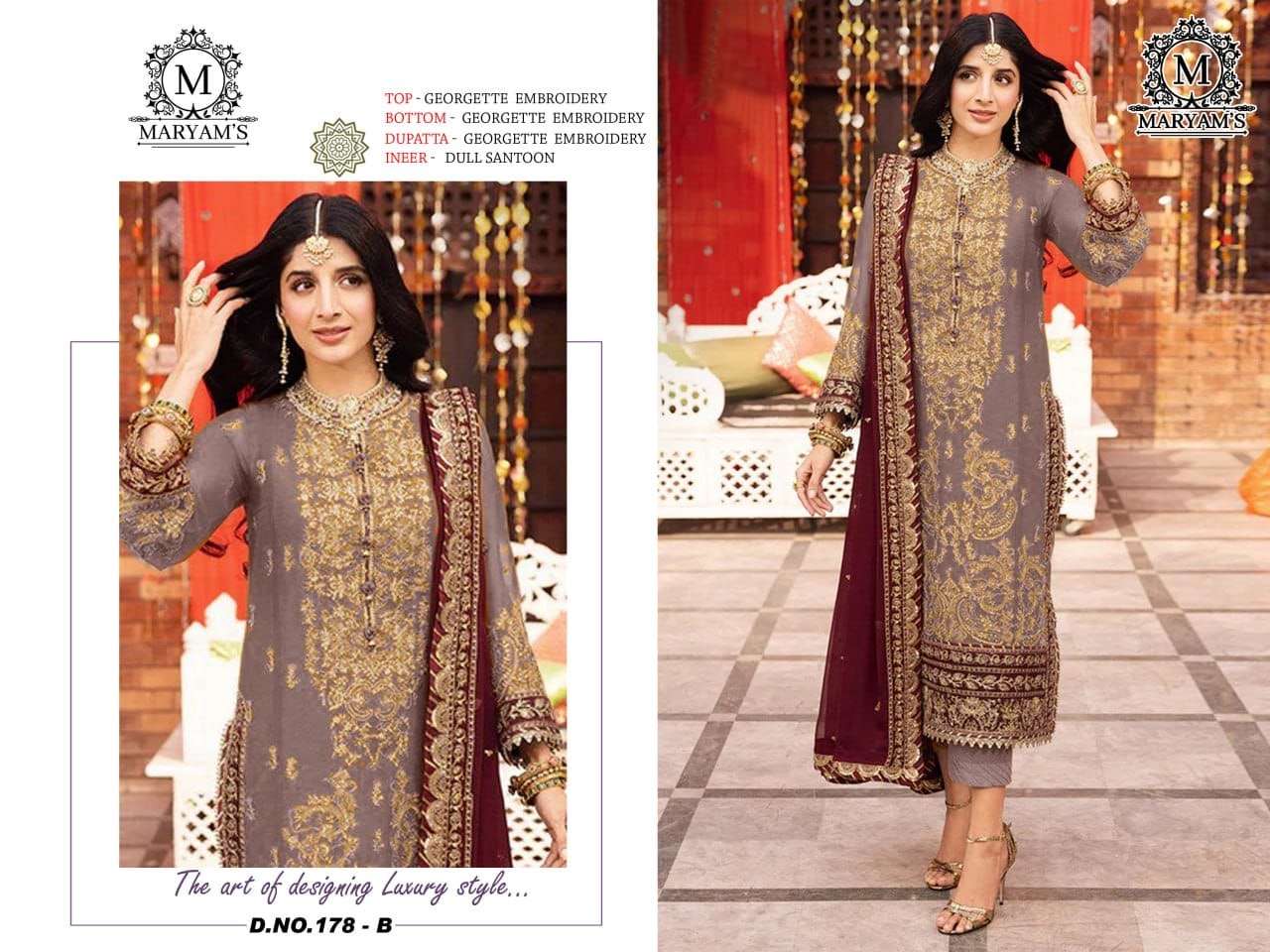 launching exclusively pakistani festive n party wear collection maryams 179 fabric details top heavy faux georgette with embroidery sequence work heavy dull santoon Pakistani suit