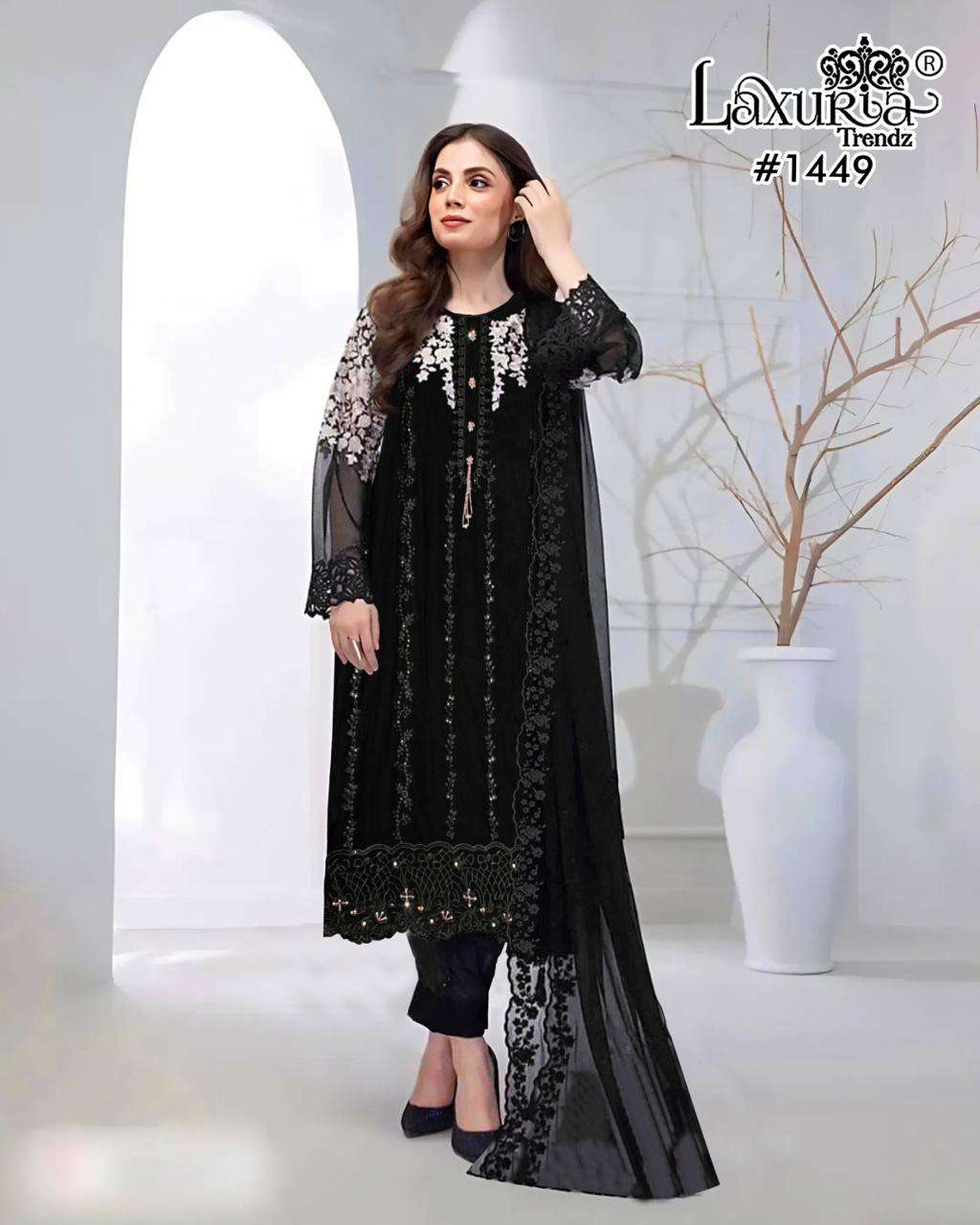 laxuria trendz design number 1449 designer stylish tunic classic heavy embrdry with handwork style kurti paird with glamours embroidery in sleeves