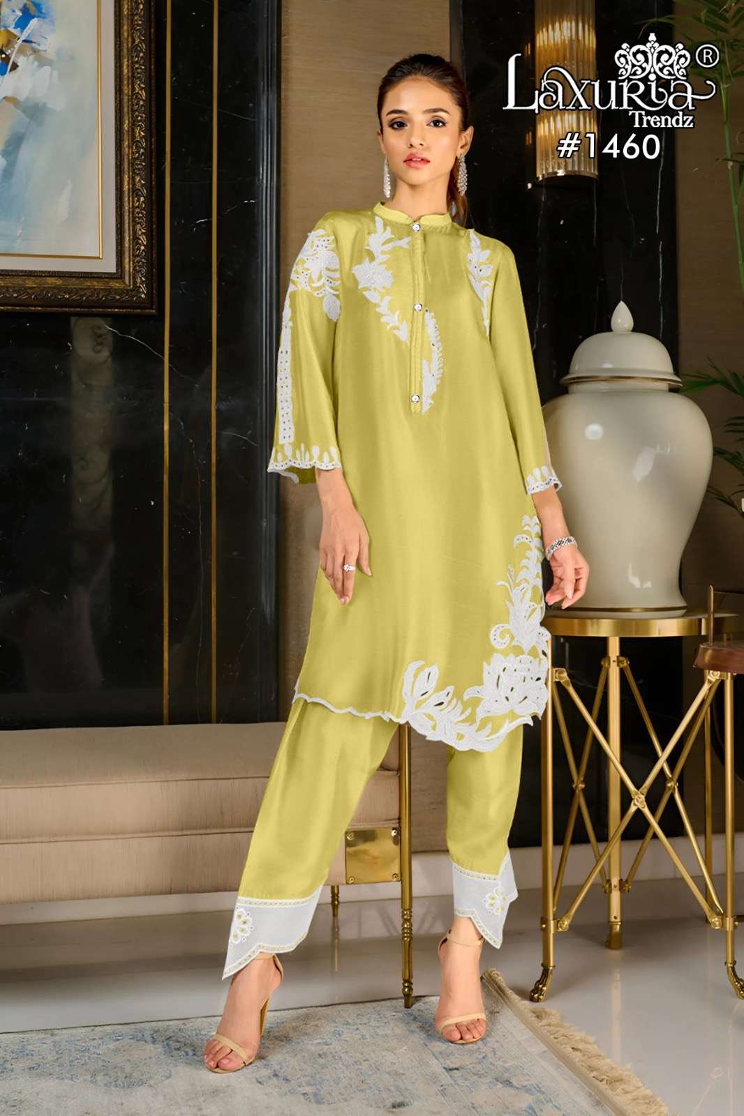 laxuria trendz design number 1460 new colour added elite collection designer tunic with gorgeous embroider dry  cut work tunic  n sleeves in embrdry with handwork with cutwork