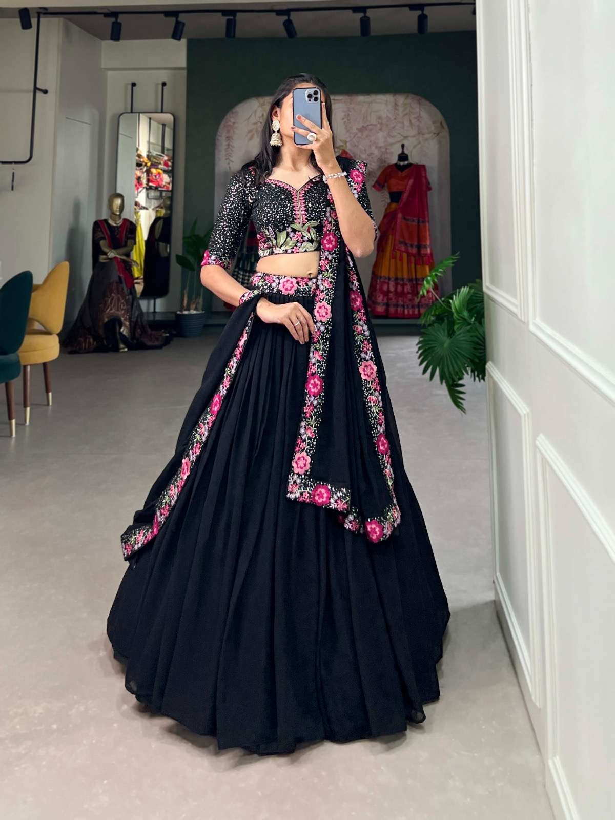 lehenga choli enchanted evenings georgette lehenga choli adorned with sequins and delicate embroidery lnb1403 lehenga stitched lehenga fabric georgette