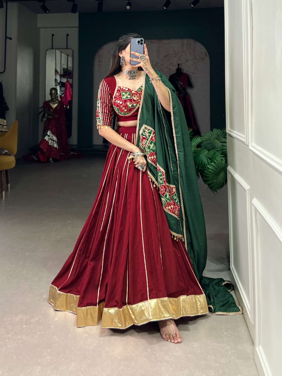 wedding collection gota patti charm with a modern touch lnb1735 lehenga fabric chanderi lehenga work plain with zari line gota patti and embossed design lace touch up