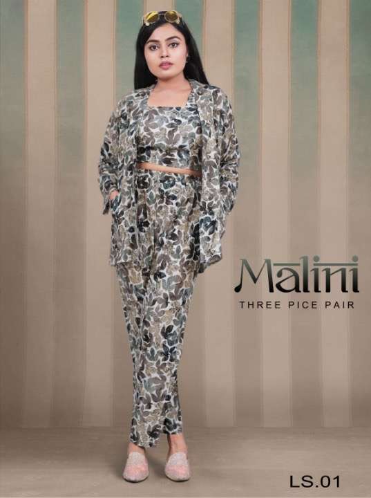 malini three pice pair fabric fabric reyon cotton  print product detail three piece inner n koti and pant fancy top n pant style design 4 indowestern dresses