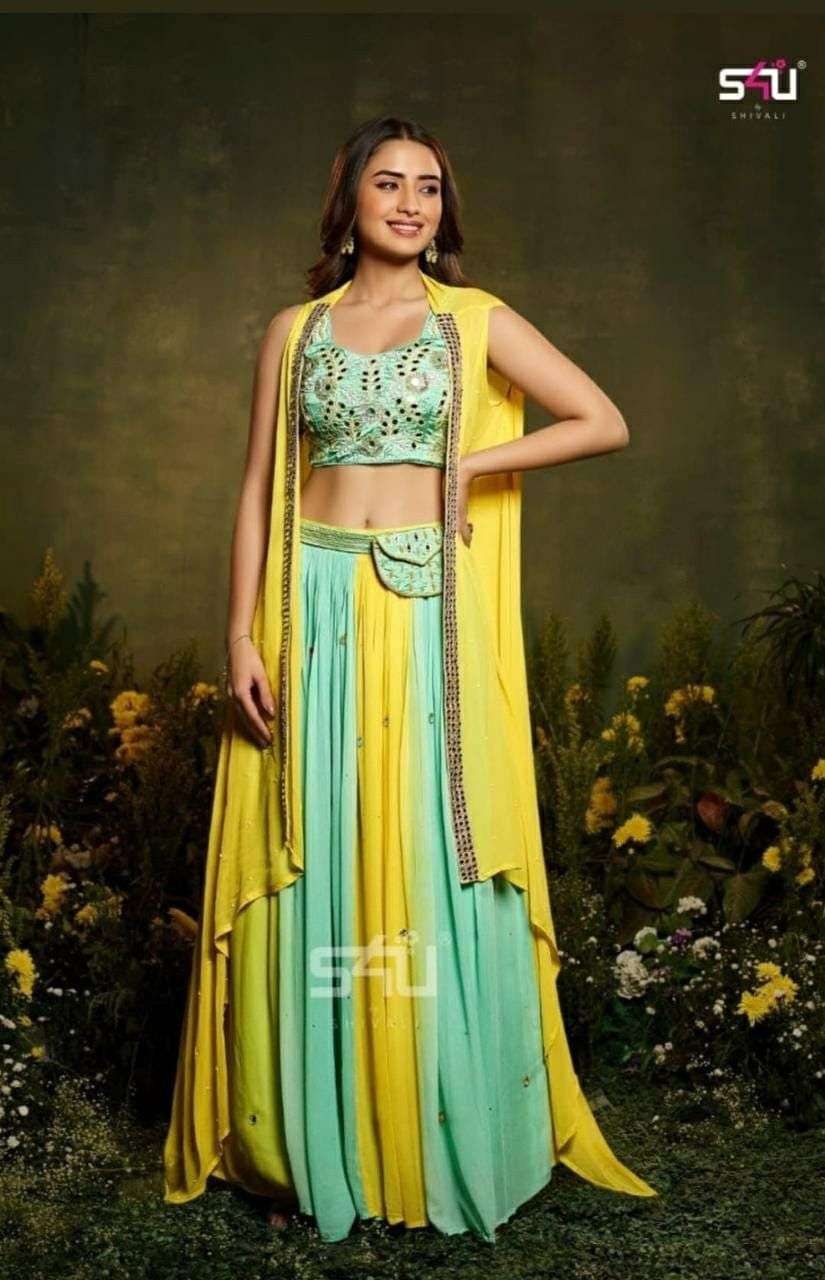 Pista green raw silk lehenga choli with shrug - G3-WLC12875 | G3fashion.com