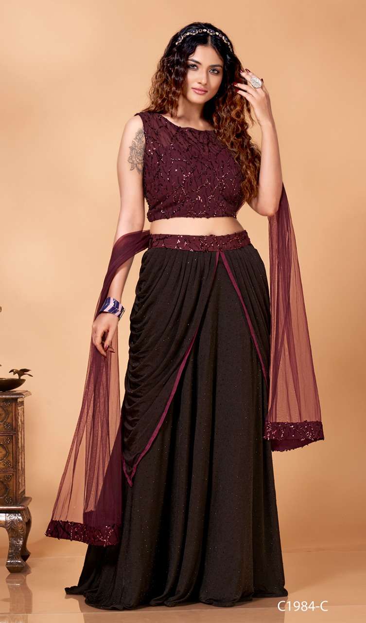 Buy Beautiful Black Color Ready Made Georgette Digital Heavy Printed Gown |  Lehenga-Saree