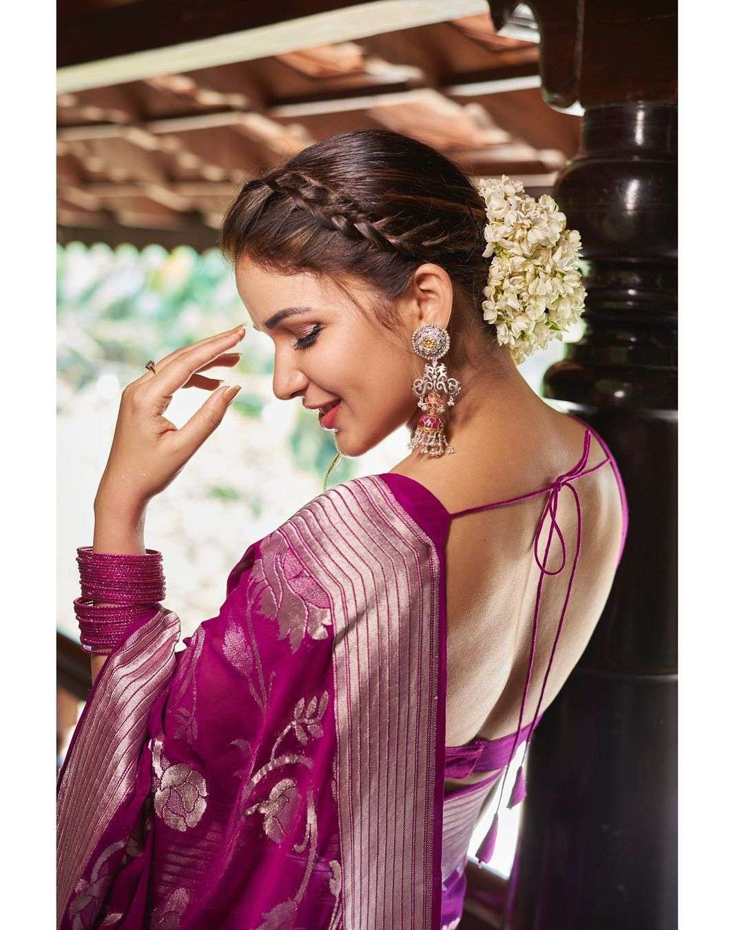 Synthetic saree with blouse | Chanderi silk saree, Saree designs, Saree  blouse designs