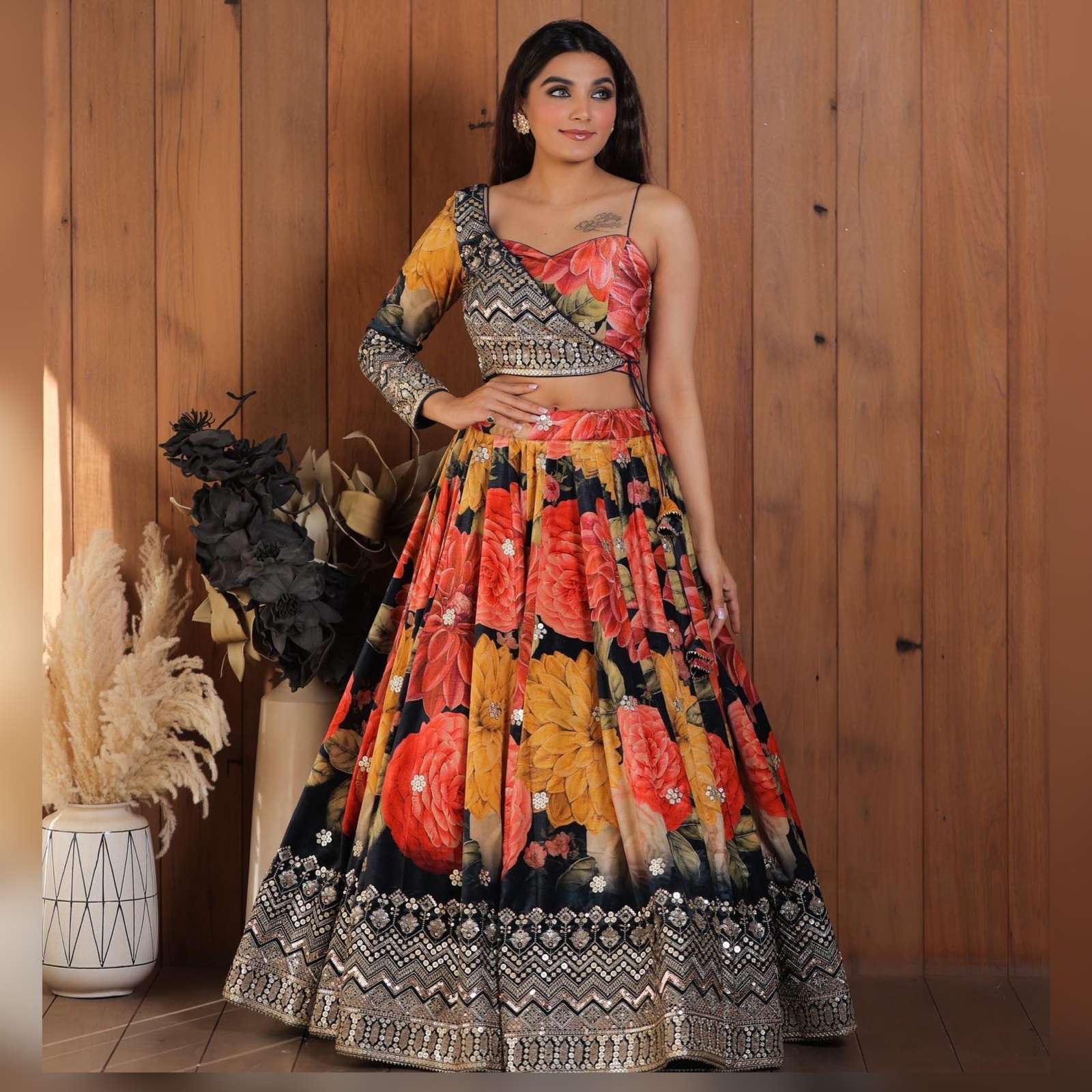 Pujia Mills Women's V Neck Embroidery Readymade Saree Blouse for Lehenga  Choli : Amazon.in: Fashion