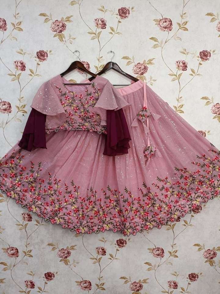 Pink Silk Kids Lehenga Choli 266411