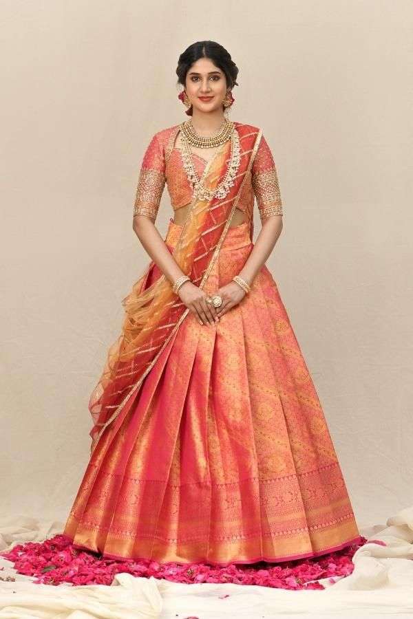 Orange cream contrast combination chiffon & net material beautiful  mahotsavensemble #lehenga #saree #Buy #… | Lehenga style saree, Saree  designs, Party wear sarees