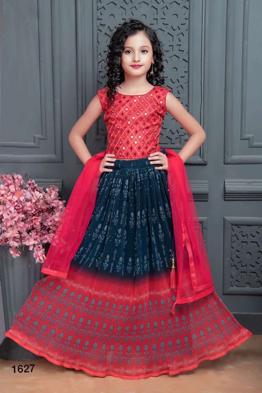 Pink Chanderi Silk Kids Lehenga Choli 217138