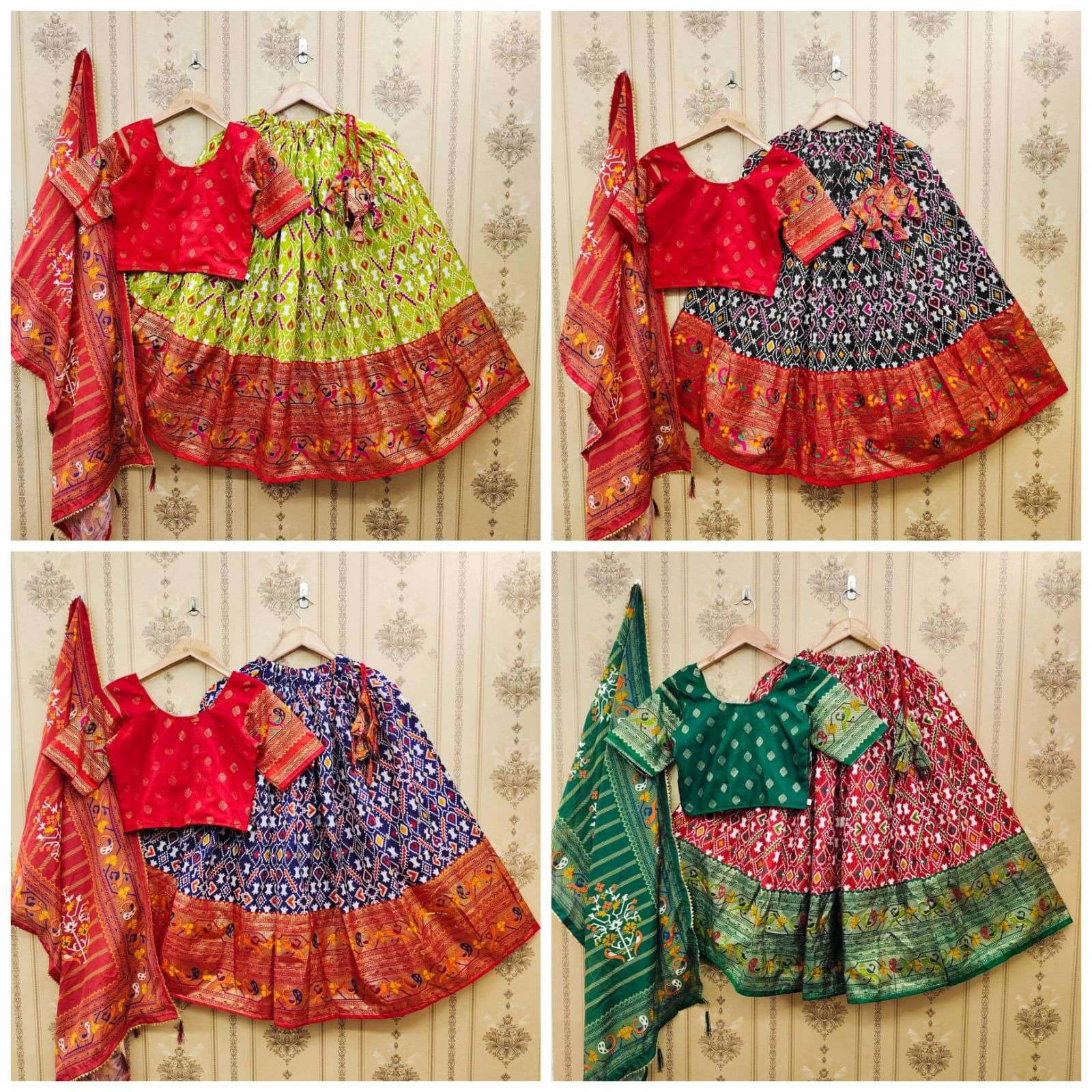 Kids Lehenga: Girls Aqua Thread Embroidery Choli With Yellow Gotta Lehenga  | Perfect Panache