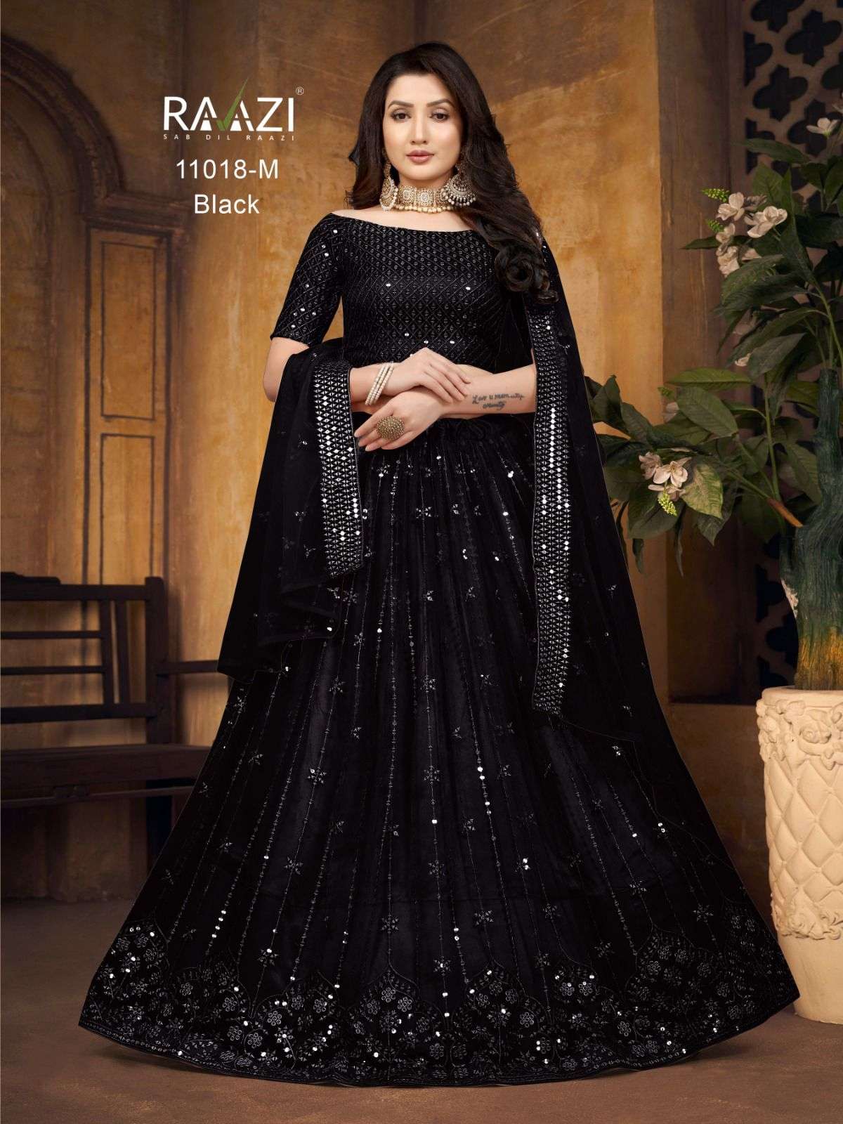 Net Embroidery Lehenga Choli In Black Colour - LD5690016