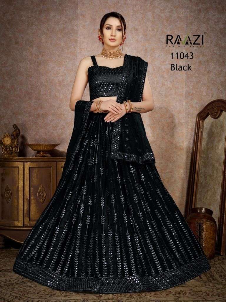 Silk Printed Lehenga Choli In Black Colour - LD4010205