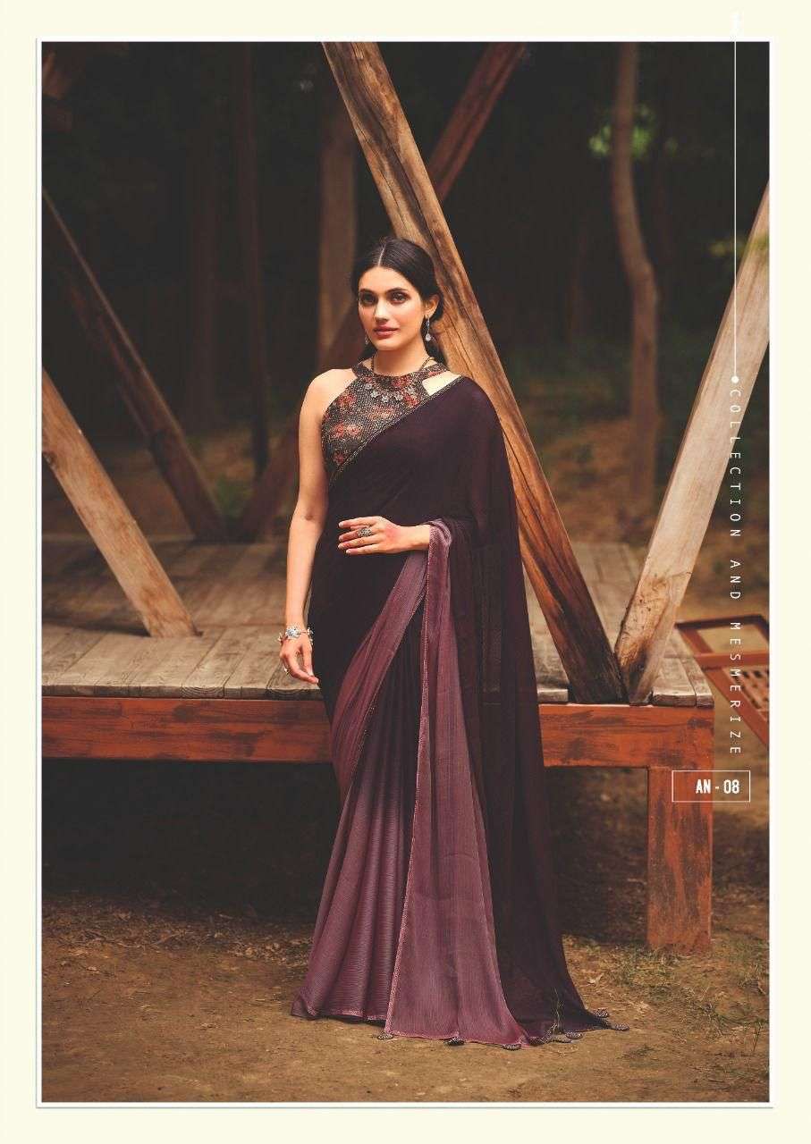 Beautiful Velvet Maroon solid saree with embroidered border wrap in 1