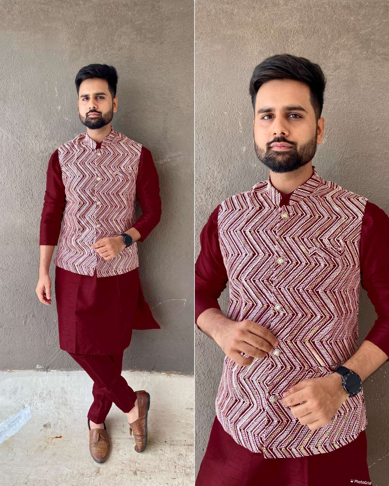 Buy Wine Red Bandhgala Jacket Online @Manyavar - Nehru Jacket for Men