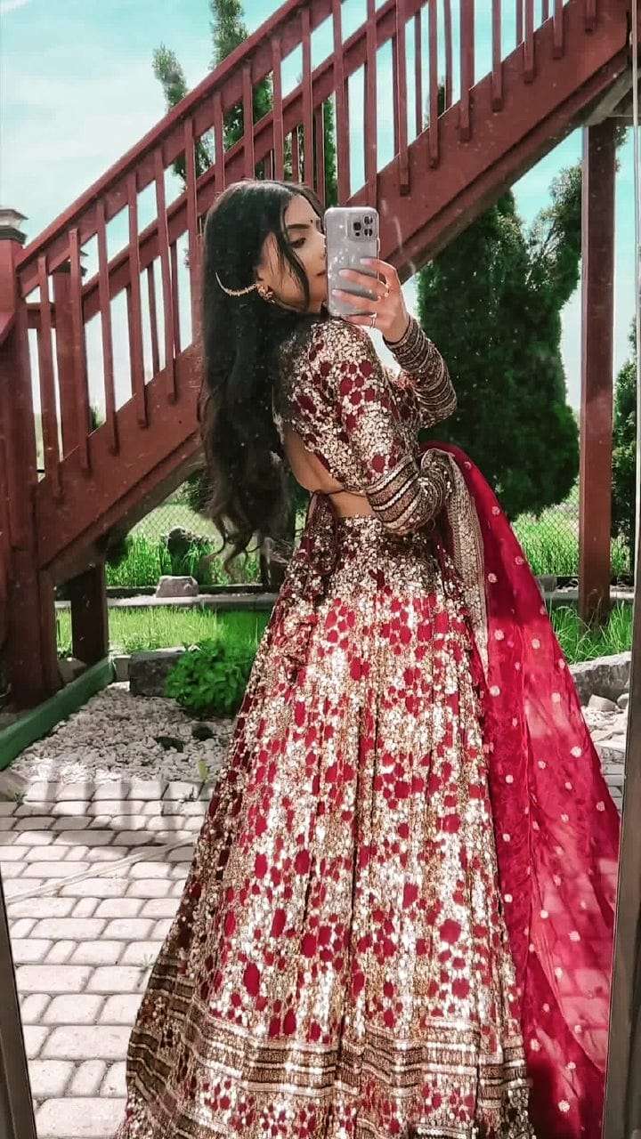 Maroon Colored Bridal Velvet material Lehenga Choli With Embroidery Work  HLC16 in Surat at best price by 24 Fashion - Justdial