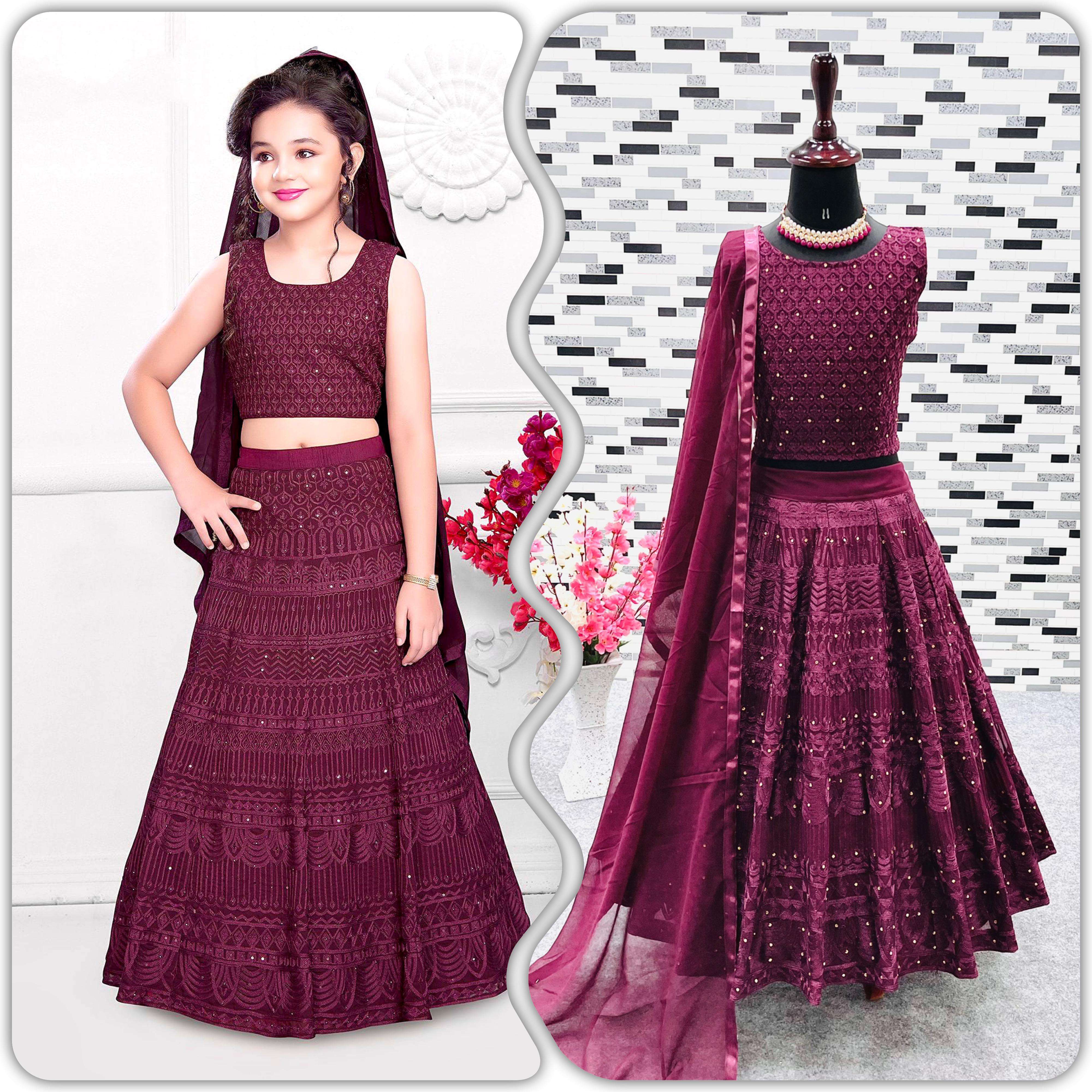 Clothes Shop Girls Embroidered Traditional Lehenga Choli_(Comfortable To 3-15  Years Girls)Free Size.