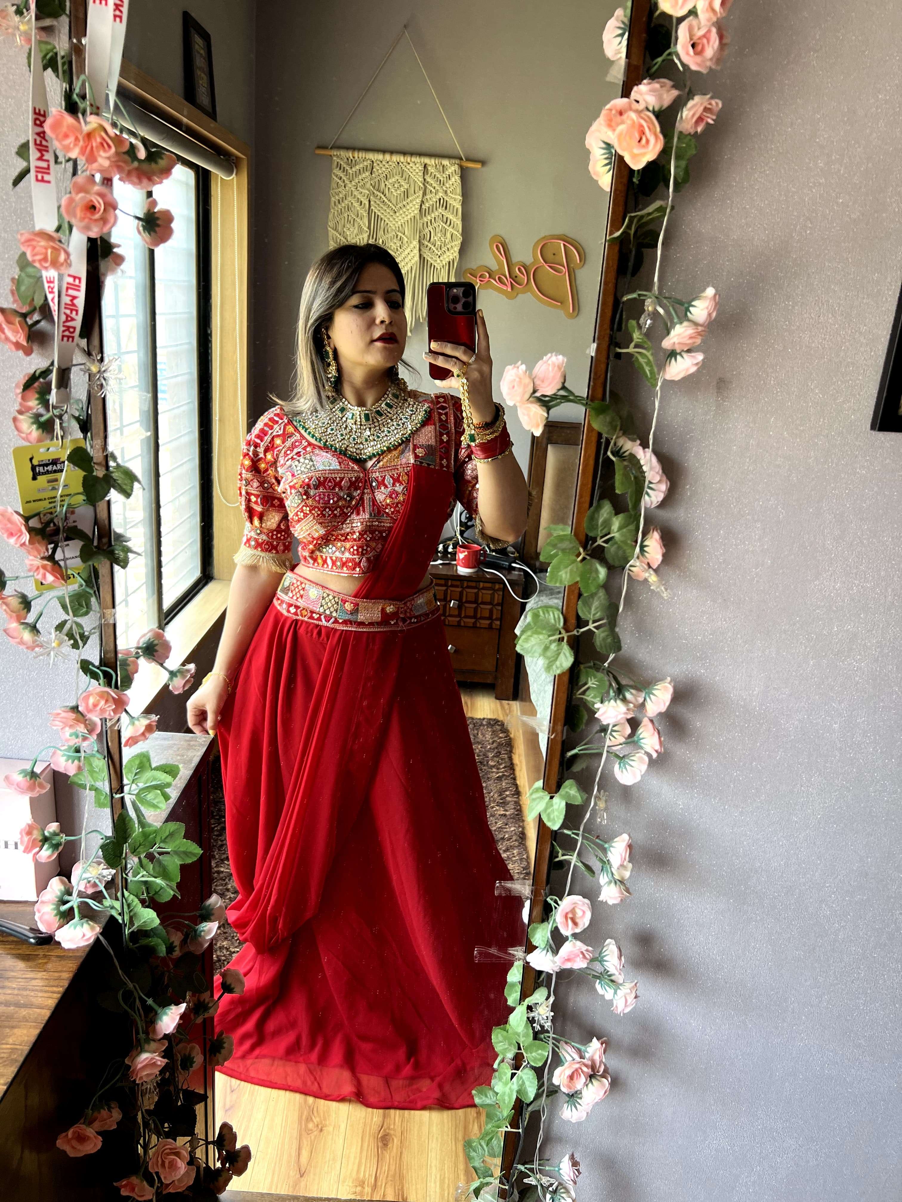 Off-white silk Banarasi Mirror work Lehenga: Bridal Reception Outfit – B  Anu Designs