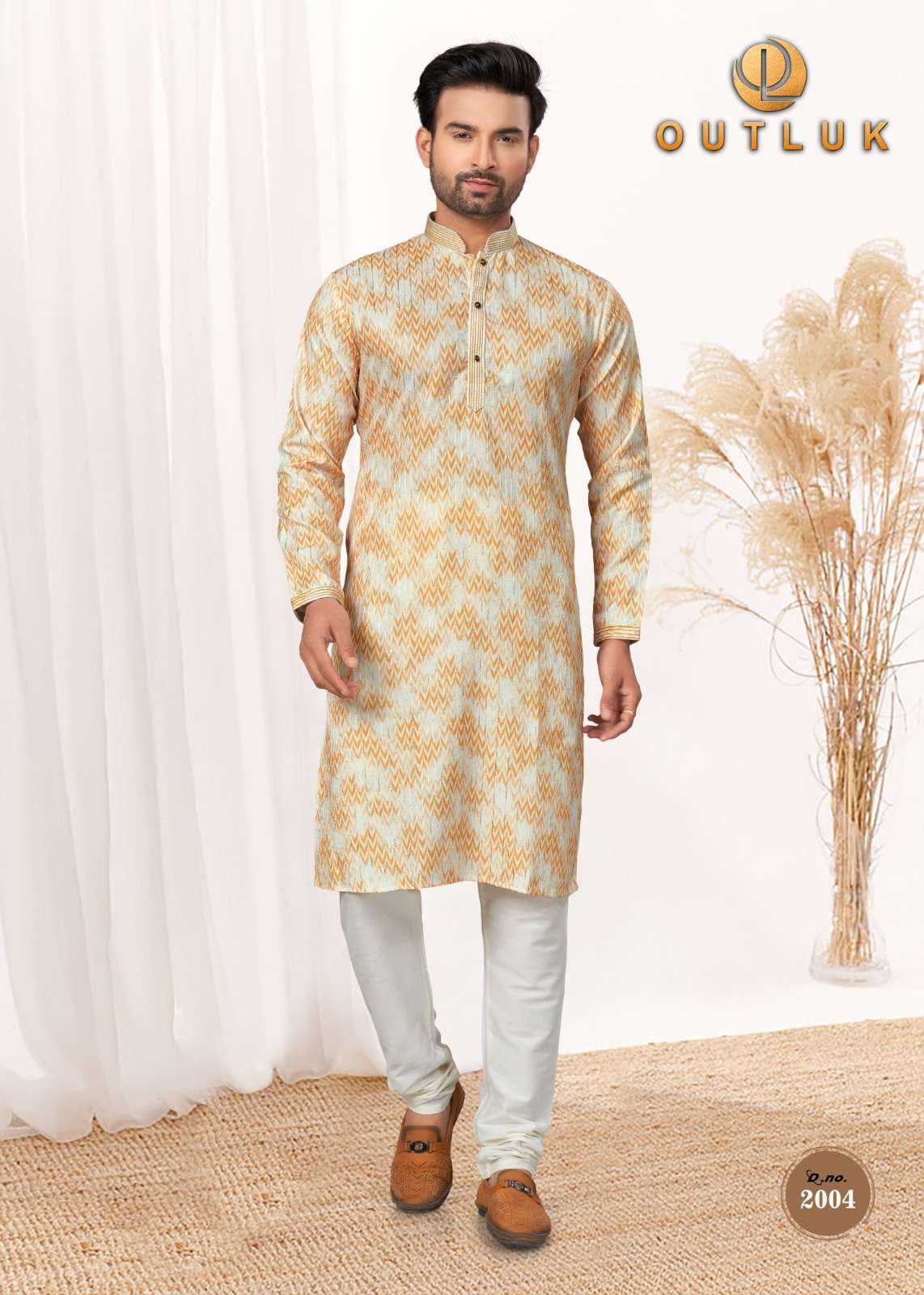 Golden Colour New Designer Function Wear Kurta Pajama Mens Collection 1513  - The Ethnic World