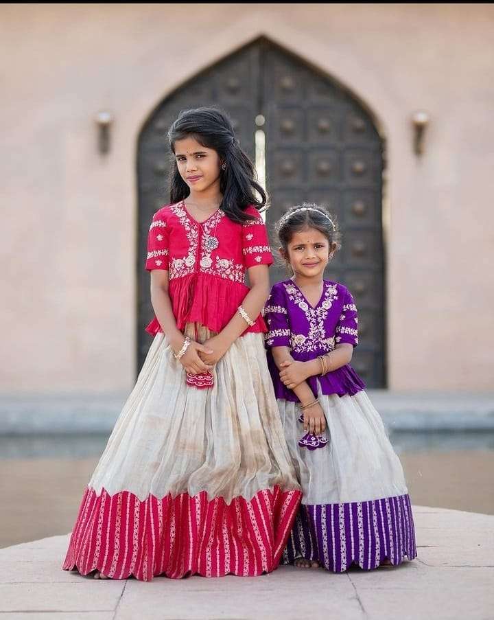 Girls Lehenga Choli Ethnic Wear Embroidered Lehenga, Choli and Dupatta Set -