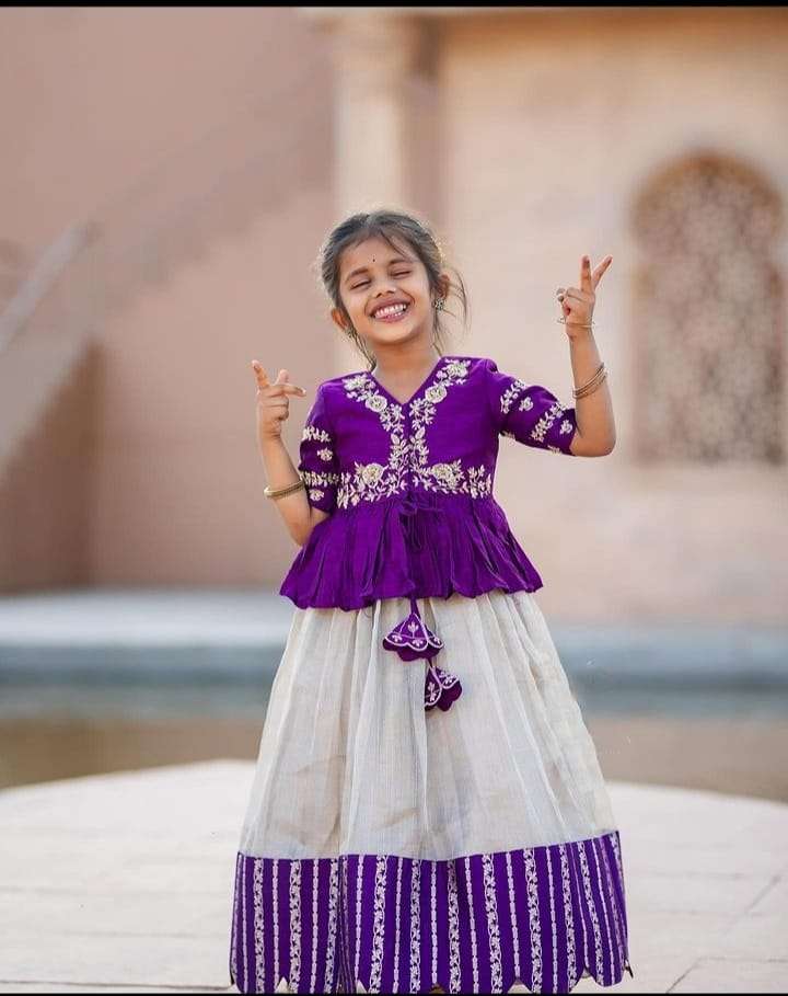 Purple Girls Lehenga Choli - Buy Purple Girls Lehenga Choli online in India