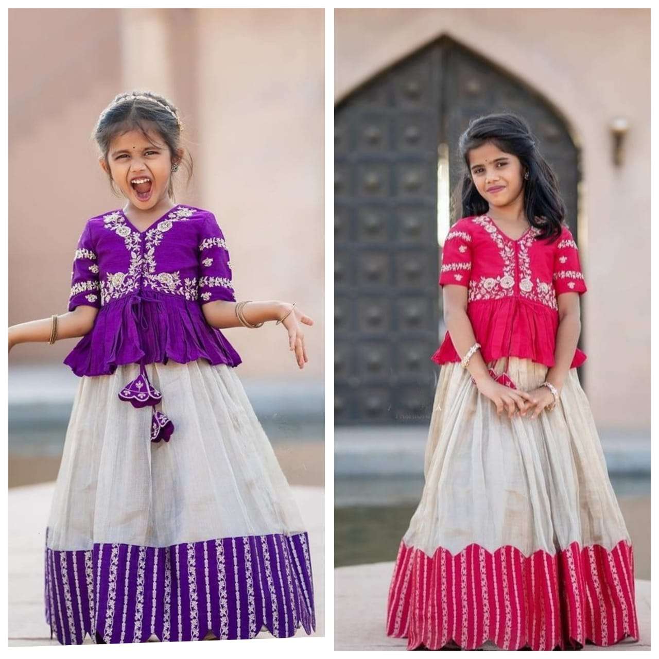 Buy Nila Girl's South Indian Traditional Small check PattuPavada Lehenga  Choli Dress (1-2 Years) at Amazon.in