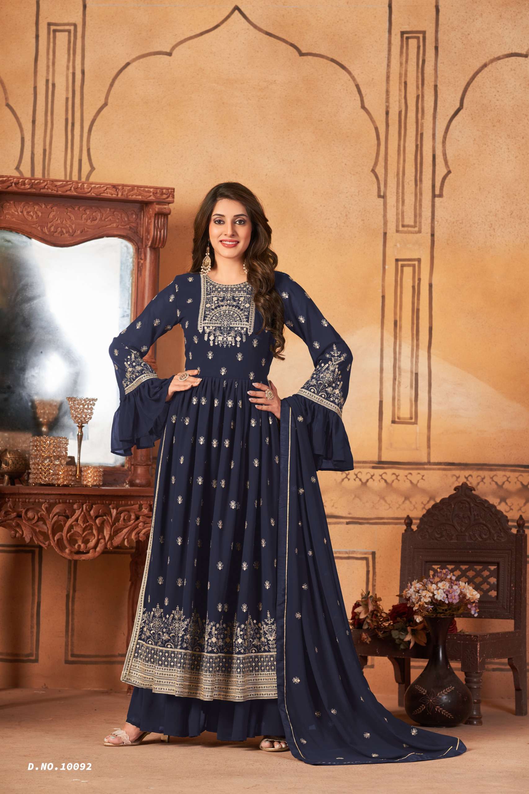 anjbaa vol 9 series 100091 to 100093 faux georgette naira cut suit