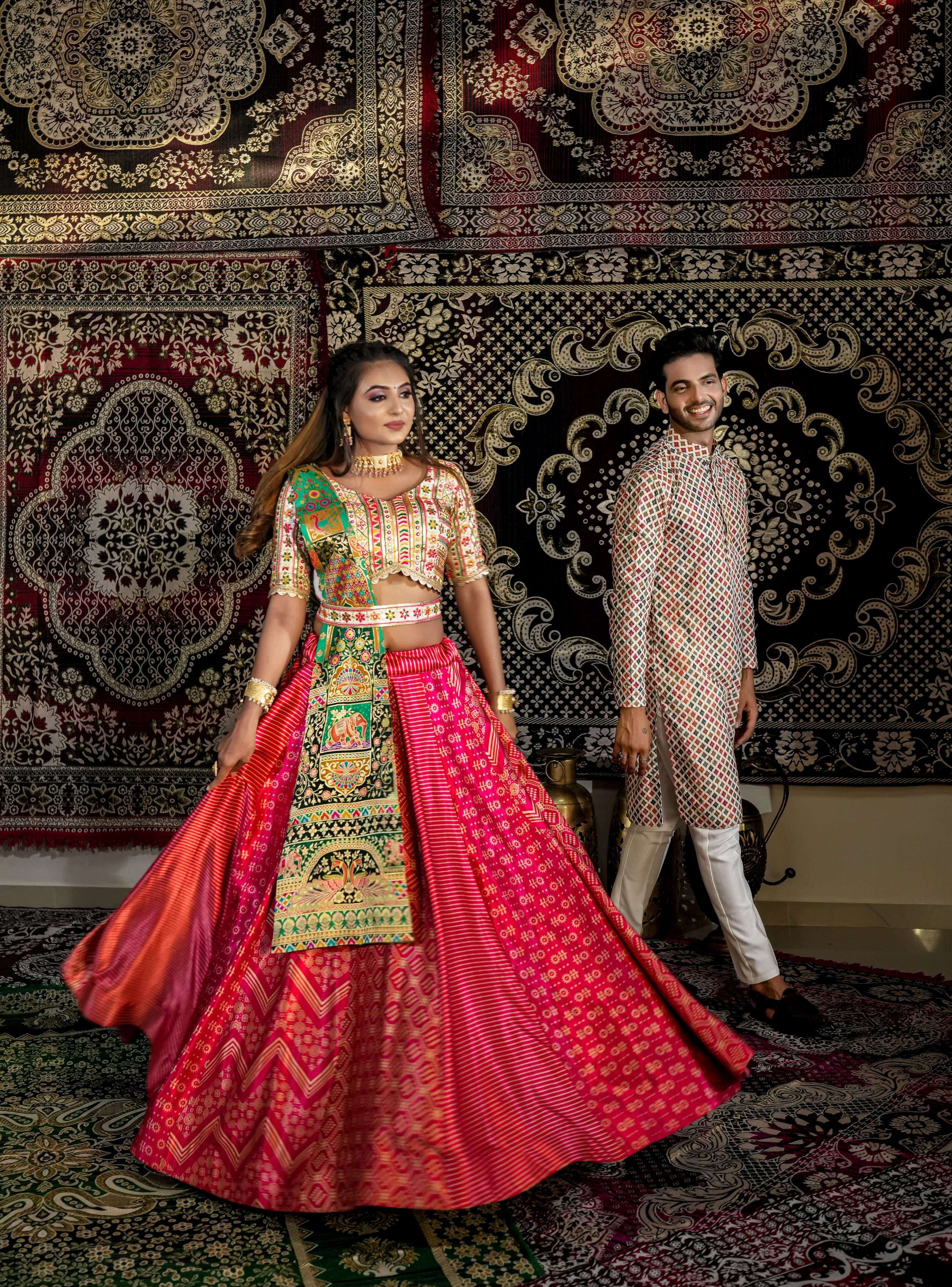 Buy matching sherwani with pink lehenga for men Online from Indian  Designers 2024